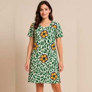 Anonyme Designers Floral Shift Dress Green Yellow Size Small‎